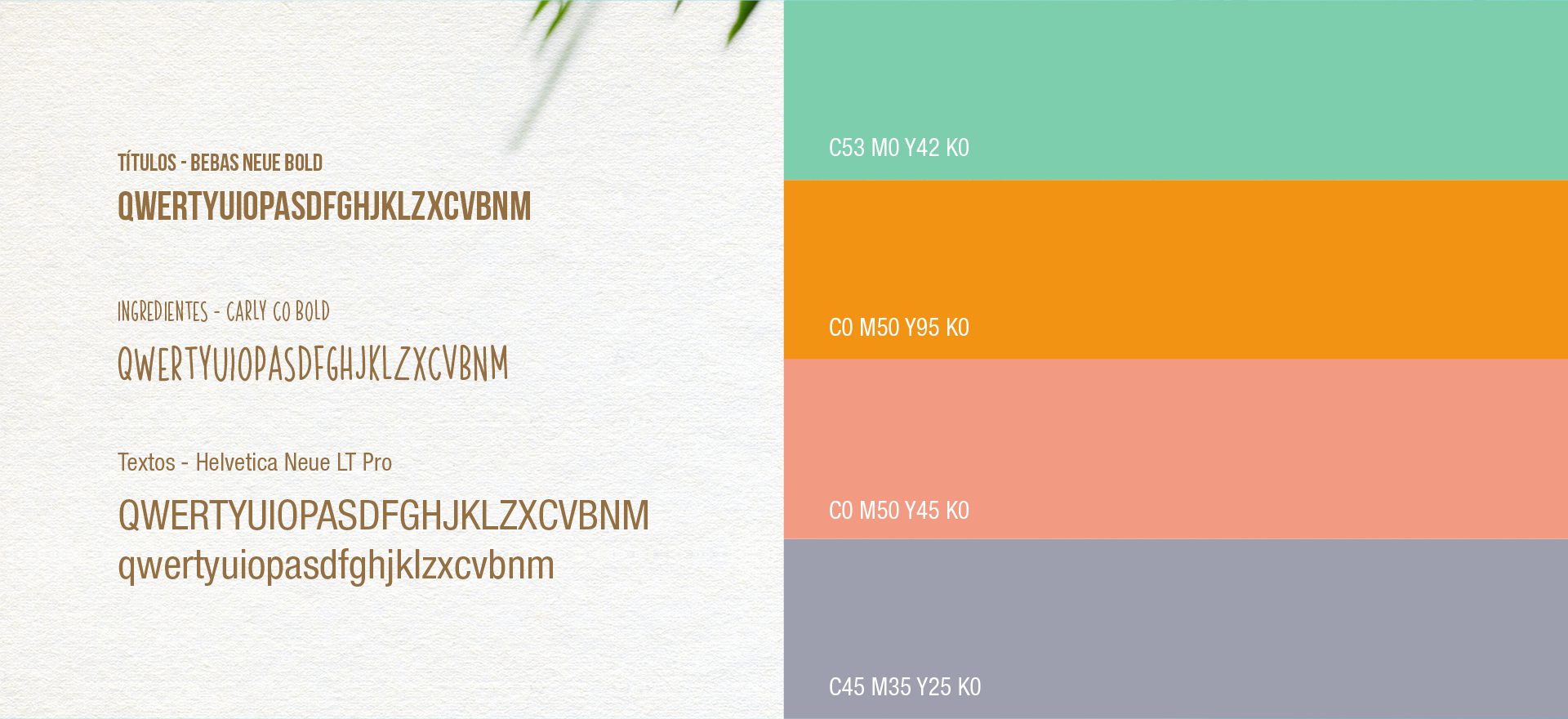 Project’s color palette and typography, featuring fresh, contrasting tones of blue, green, orange and coral.